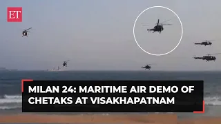 Dance of Chetaks at Visakhapatnam: Maritime Air Demo of helicopters during parade of MILAN 24