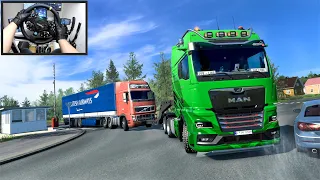 Ultimate Tow Challenge: MAN TGX Towing Broken Truck with Trailer - Euro Truck Simulator 2 - Moza R9