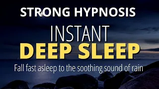 Deep Sleep Hypnosis (Strong) | Black Screen | 8 Hours of Relaxing Rain Sounds