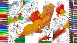 Coloring page the Lion King[with Simba, Timon, and Pumba] : Funny & Easy coloring video for children