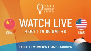 LIVE! | T1 | CHN vs MAS | WT Groups | 2022 World Team Championships Finals Chengdu