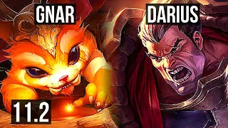 GNAR vs DARIUS (TOP) | Rank 2 Gnar, 11/1/6, Legendary, Rank 26 | KR Grandmaster | v11.2