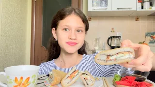 МУКБАНГ | SUSHI -СЭНДВИЧИ 🍣 | какие СЕРИАЛЫ я смотрю!? | mukbang sushi - sandwiches 🥪 | 먹방초밥 -샌드위치