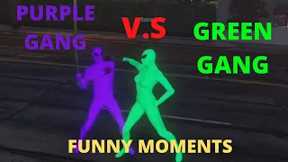 GREEN GANG VS PURPLE GANG. Funny moments -GTA 5 online