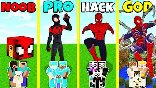 Minecraft Battle: NOOB vs PRO vs HACKER vs GOD: SPIDERMAN STATUE HOUSE BUILD CHALLENGE / Animation