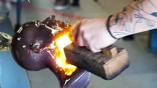 Glass artist Martin Janecký sculpts human head