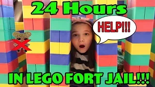 24 Hours In Giant Lego Fort Jail! 24 Hours With No Lol Dolls