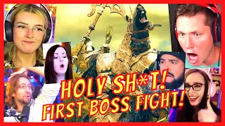 GAMERS React To FIRST BOSS FIGHT in ELDEN RING - GAMEPLAY REACTIONS MASHUP -TREE SENTINEL BOSS FIGHT