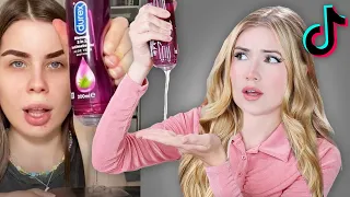 trying questionable makeup products I saw on TikTok *lube as primer?*