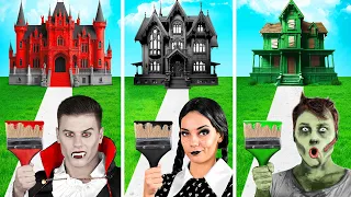 One Colored House Challenge Wednesday vs Vampire vs Zombie | Funny Challenges by Fun Teen