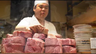 Giant meat! Sumo wrestler’s cutlet bowl - Katsudon - Japanese street food