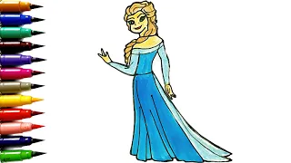 How to Elsa From Frogen | Elsa Drawing Easy | Drawing and Colouring Tutorial | Animated Cartoon