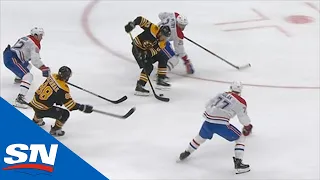 Brad Marchand Fights Off 3 Defenders To Set Up David Pastrnak’s 39th Goal