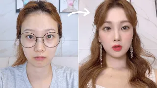 화알못 여신강림 메이크업❣️성형 없이 눈커지는 학생, 직장인 메이크업 (유앤아인 렌즈)