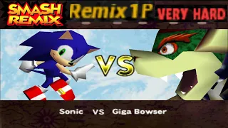 Smash Remix - Classic Mode Remix 1P Gameplay with Sonic (VERY HARD)