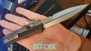Microtech Glykon OTF, Customized with Etched Blade. Fun project!