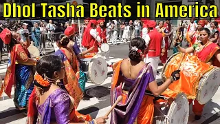 Jallosh Dhol Tasha Beats Rocked the Madison Avenue of New York City USA During India Day Parade 2023