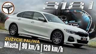 2021 BMW 318i G20 | Test zużycia paliwa. Ecodriving po mieście, 90/120 km/h na trasie.