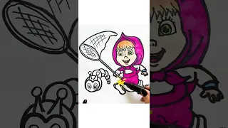 How to Color Masha👱‍♀️ and a caterpillar🐛 from Masha and the Bear🎬