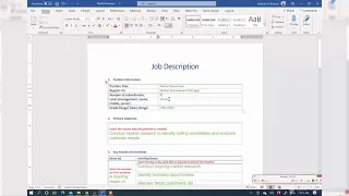 Job description Template with Instructions