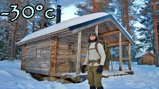 Three Days in log cabin in northern Scandinavia - ice bath, Woodworking, Roasted Salmon