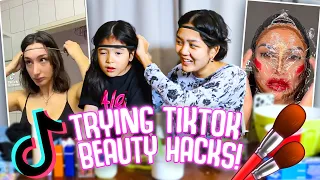 Trying TIKTOK Beauty HACKS! with Natalia | Nina Stephanie