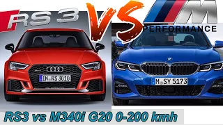 Audi RS3 vs NEW BMW M340i | 0-100 + 0-200 km/h | PS Hugo