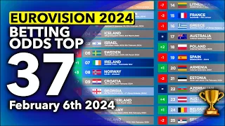 🏆📊 Who will be the WINNER of EUROVISION 2024? - Betting Odds TOP 37 (February 6th)