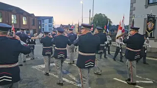 Clogher Protestant Boys Passing Lambeg O&B and Pride of Lagan Valley  @ Ballykeel LSOU 2024