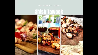 Shish Tawook - Tender, juicy chicken with pomegranate hummus from The Sound of Food. ASMR cooking