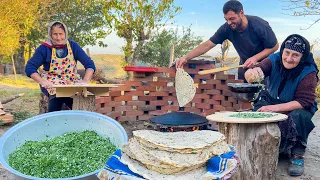 THE BEST CAUCASIAN VILLAGE RECIPE WITH GREENS! OLD GRANNY IS COOKING GUTAB | STUFFED FLATBREADS