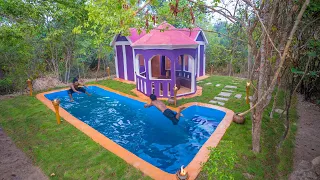 Build The Most Amazing Outdoor Sitting Area and Swimming Pool for My Villa; Bushcraft Skills