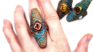 How to make Boho Style Rings with Polymer Clay - Easy and Unique. Free Tutorial.