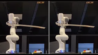 Vibration free beam handling with robot arm