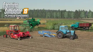 FS19 Timelapse #15 Уборочная зерновых, картошки МТЗ-82, МТЗ-1523, ДОН-1500Б, ЗИЛ-45065, ГАЗ-53