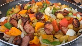 How to make Fried Potatoes Sausage Peppers And Onions