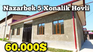 Toshkent Nazarbek 60.000$ ga 5 Xonalik Yangi pishgan g'ishtda qurilgan Hovli Sotiladi.