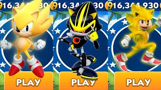 Sonic Dash - Classic Super Sonic vs Mach 3.0 vs Super sonic - All Characters Unlocked - Gameplay