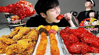 ASMR MUKBANG | 직접 만든 불닭볶음면 양념치킨 치즈볼 먹방 & 레시피 FRIED CHICKEN AND FIRE NOODLES EATING