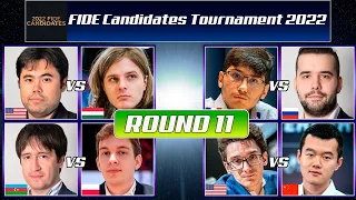 ROUND 11 | FIDE Candidates Tournament 2022 | Caruana, nakamura, firouzja, duda, rapport, ding, nepo