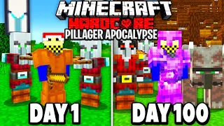 I Survived 100 Days in a PILLAGER APOCALYPSE in Hardcore Minecraft…