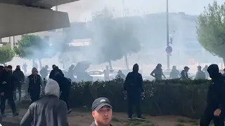 Police vehicle attacked by PAOK ultras