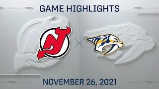 NHL Highlights | Devils vs. Predators - Nov 26, 2021