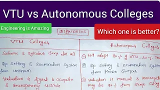 VTU vs Autonomous engineering colleges |Differences |which is best to join|detailed explanation