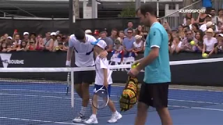 Random kid beats Novak Djokovic in training point