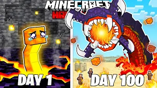 I Survived 100 Days as a LAVA WORM in HARDCORE Minecraft