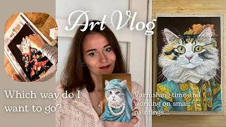 Art Vlog #8 - Which way do I want to go? Varnishing time and working on small paintings...