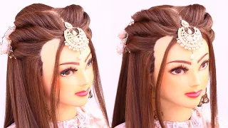 2 mind blowing open hairstyle for wedding l christmas hairstyles l front bridal look for engagement