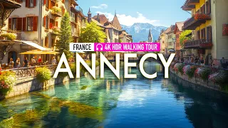 Walking tour 4k HDR  Annecy France Quality for Big TV Pro Sound & Сaptions | European Walking Tours