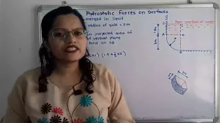 problem 1 on hydrostatic forces   Curved surface submerged in liquid
